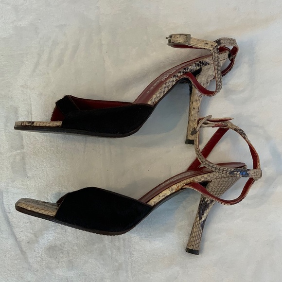 Vintage Donald Pliner Brown Haircalf & Snakeskin Sandals, Sz 10, Never worn! - Picture 4 of 12